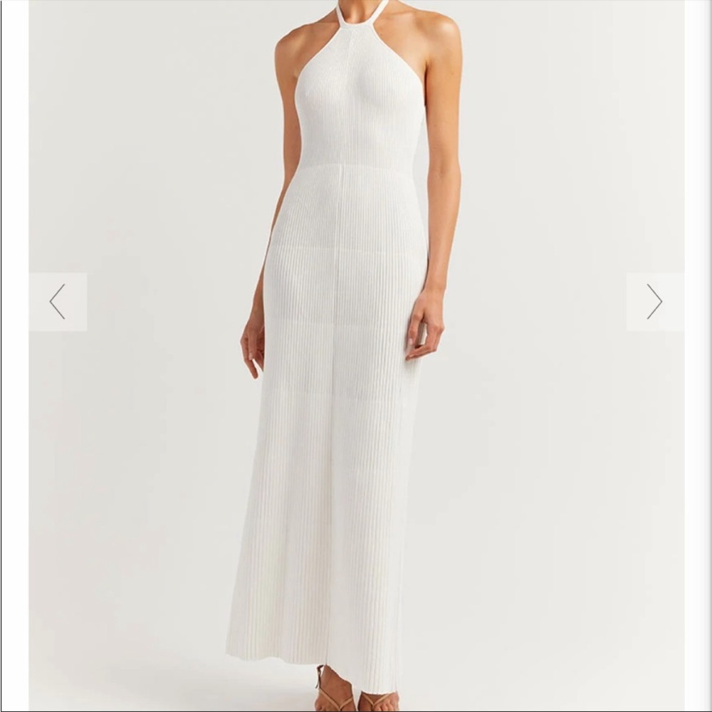 NWT DISSH OLA WHITE HALTER KNIT MIDI DRESS